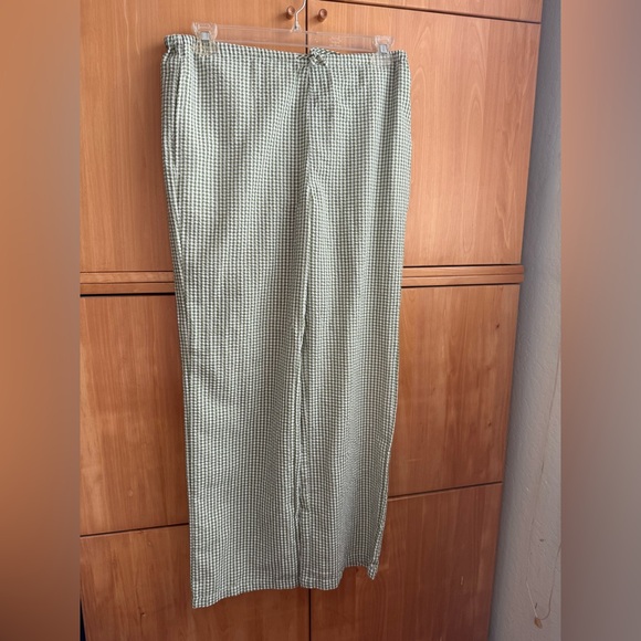 Pants - Women's Green Checkered Chinos